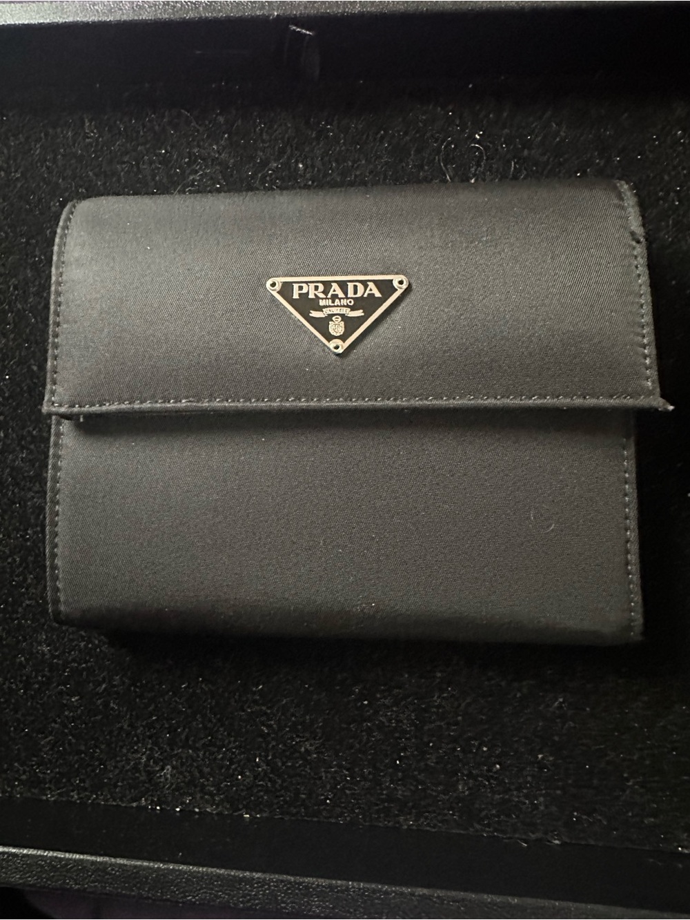 Prada Black Nylon Compact Wallet